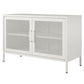 Sunset District 2 Door Storage Cabinet-Mesh Metal Locker, White - White