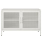 Sunset District 2 Door Storage Cabinet-Mesh Metal Locker, White - White