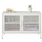 Sunset District 2 Door Storage Cabinet-Mesh Metal Locker, White - White