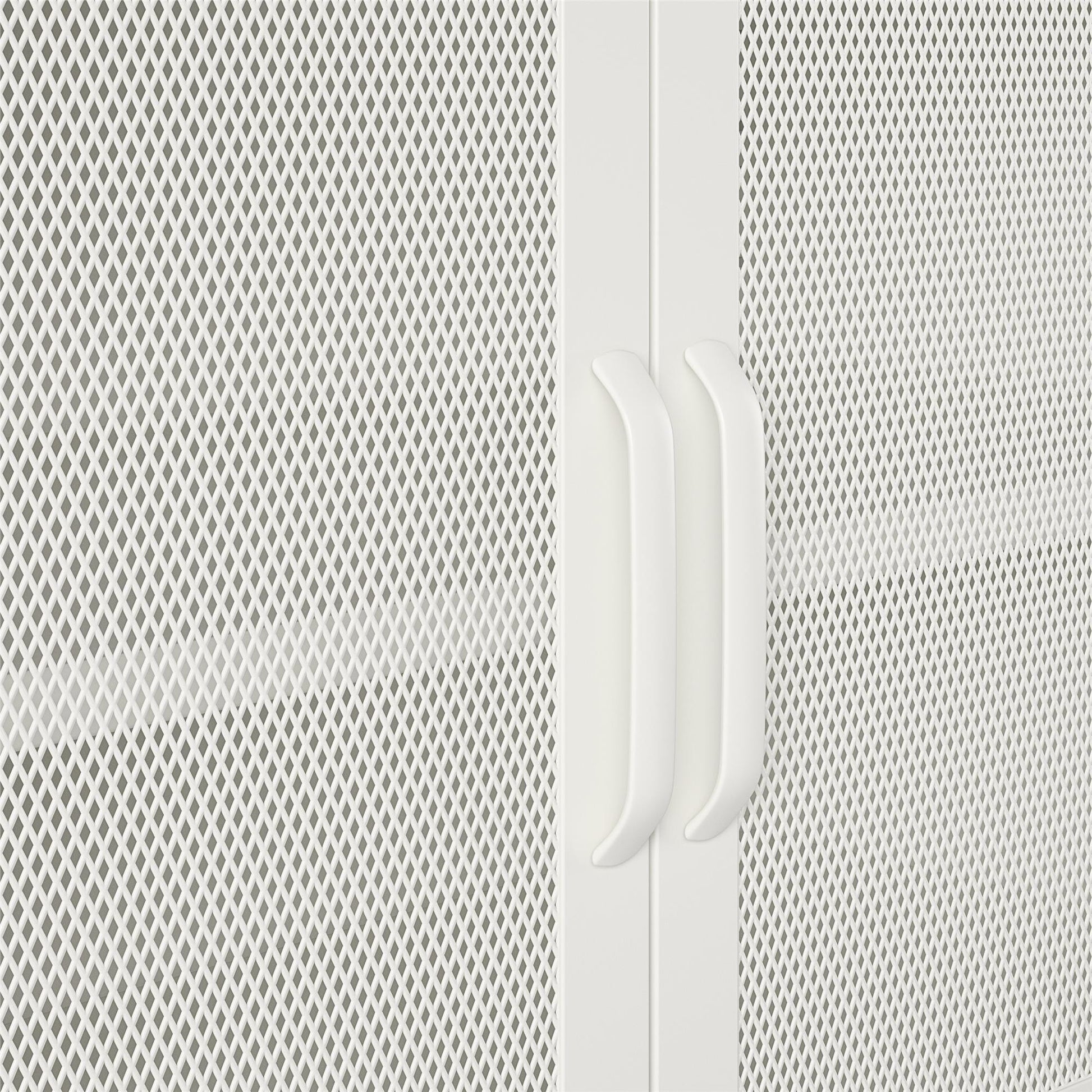 Sunset District 2 Door Storage Cabinet-Mesh Metal Locker, White - White