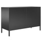 Sunset District 2 Door Storage Cabinet-Mesh Metal Locker, Black - Black