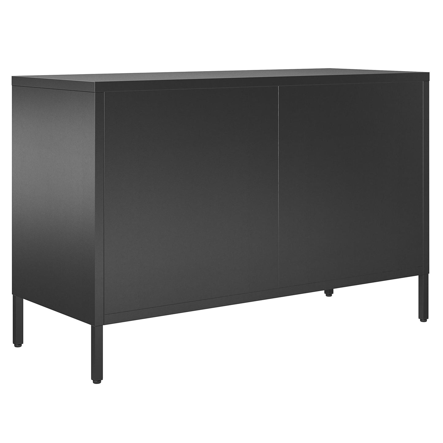 Sunset District 2 Door Storage Cabinet-Mesh Metal Locker, Black - Black