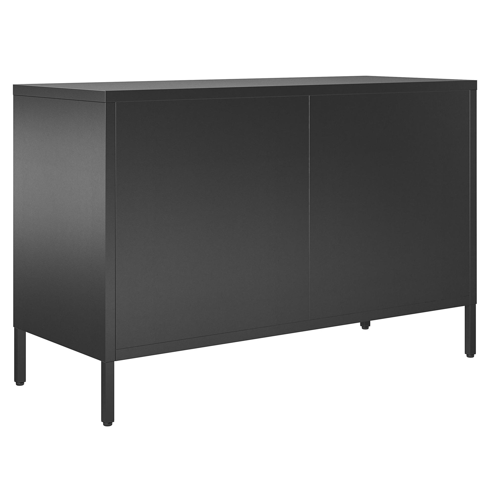 Sunset District 2 Door Storage Cabinet-Mesh Metal Locker, Black - Black