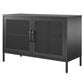 Sunset District 2 Door Storage Cabinet-Mesh Metal Locker, Black - Black