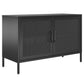 Sunset District 2 Door Storage Cabinet-Mesh Metal Locker, Black - Black