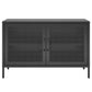 Sunset District 2 Door Storage Cabinet-Mesh Metal Locker, Black - Black