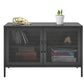 Sunset District 2 Door Storage Cabinet-Mesh Metal Locker, Black - Black