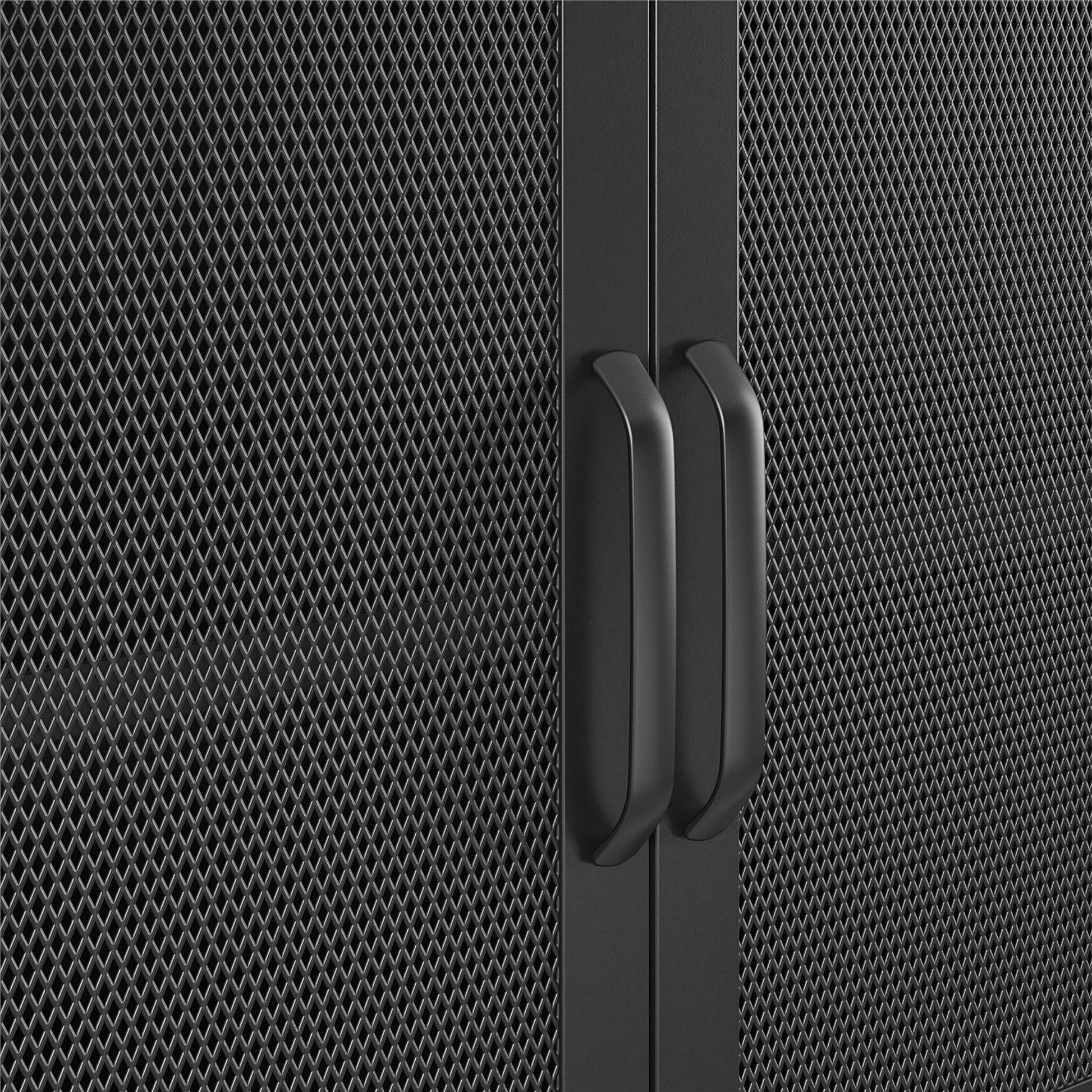 Sunset District 2 Door Storage Cabinet-Mesh Metal Locker, Black - Black