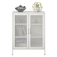 Sunset District 2 Door Accent Cabinet-Mesh Metal Locker, White - White