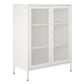 Sunset District 2 Door Accent Cabinet-Mesh Metal Locker, White - White
