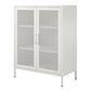 Sunset District 2 Door Accent Cabinet-Mesh Metal Locker, White - White