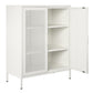 Sunset District 2 Door Accent Cabinet-Mesh Metal Locker, White - White