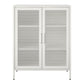 Sunset District 2 Door Accent Cabinet-Mesh Metal Locker, White - White