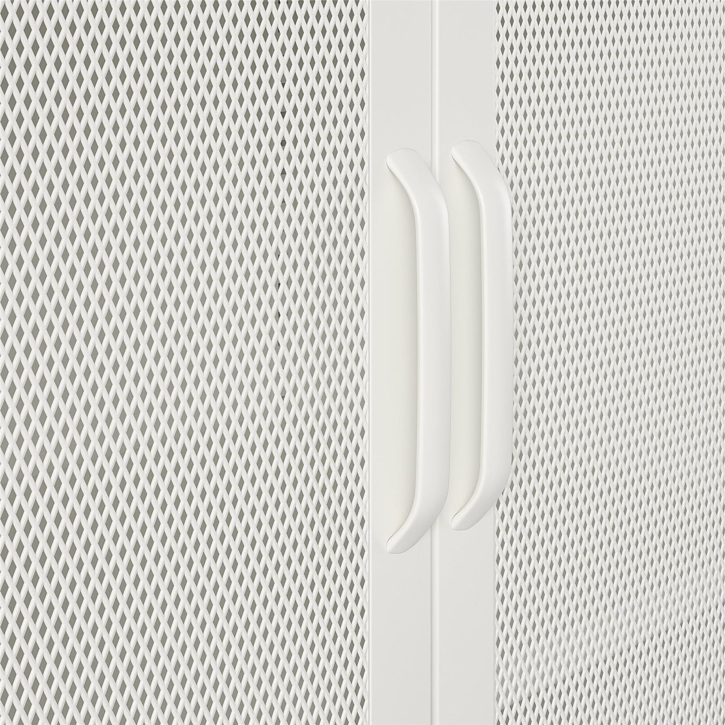 Sunset District 2 Door Accent Cabinet-Mesh Metal Locker, White - White