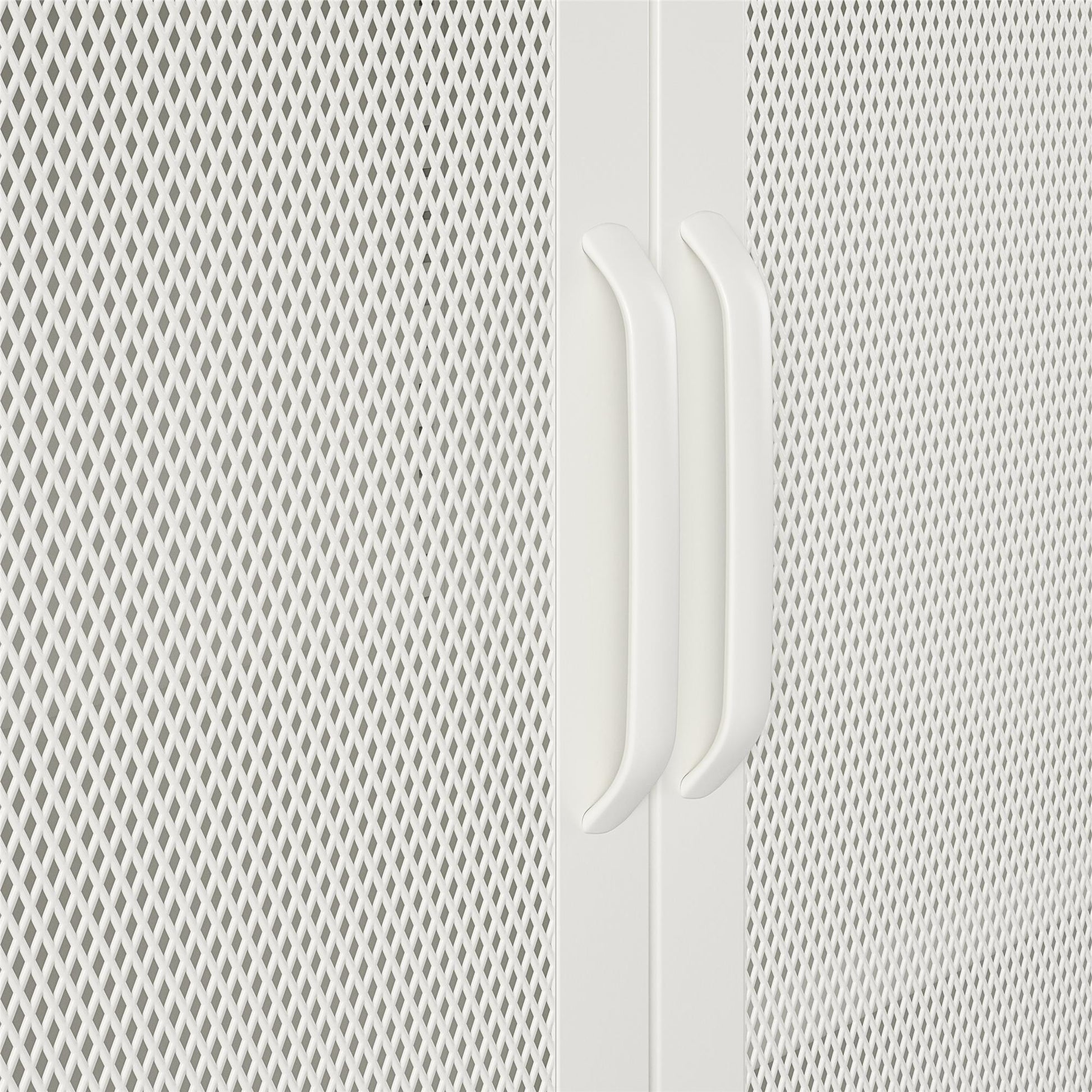 Sunset District 2 Door Accent Cabinet-Mesh Metal Locker, White - White