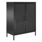 Sunset District 2 Door Accent Cabinet-Mesh Metal Locker, Black - Black