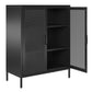 Sunset District 2 Door Accent Cabinet-Mesh Metal Locker, Black - Black