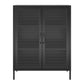 Sunset District 2 Door Accent Cabinet-Mesh Metal Locker, Black - Black