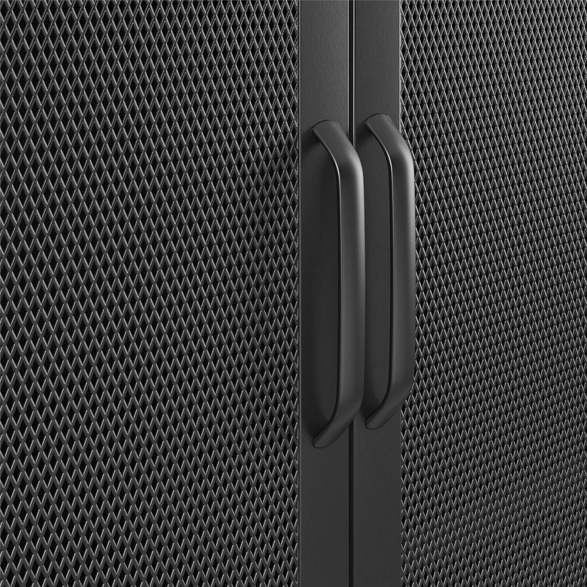Sunset District 2 Door Accent Cabinet-Mesh Metal Locker, Black - Black