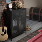 Sunset District 2 Door Accent Cabinet-Mesh Metal Locker, Black - Black
