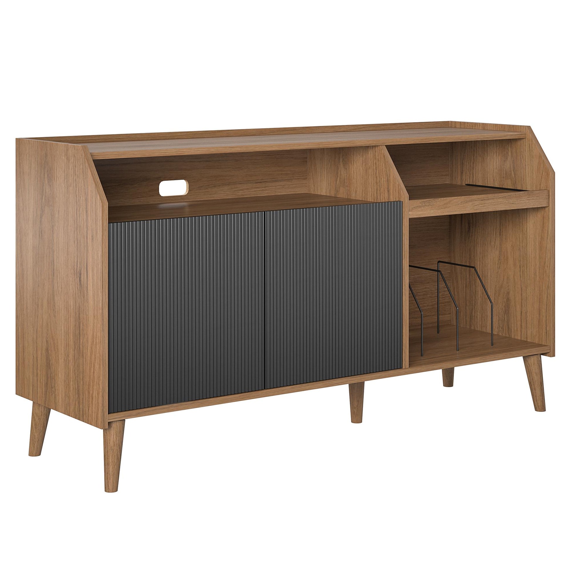 Magnolia TV Console/Record Station, Walnut/Black - Walnut