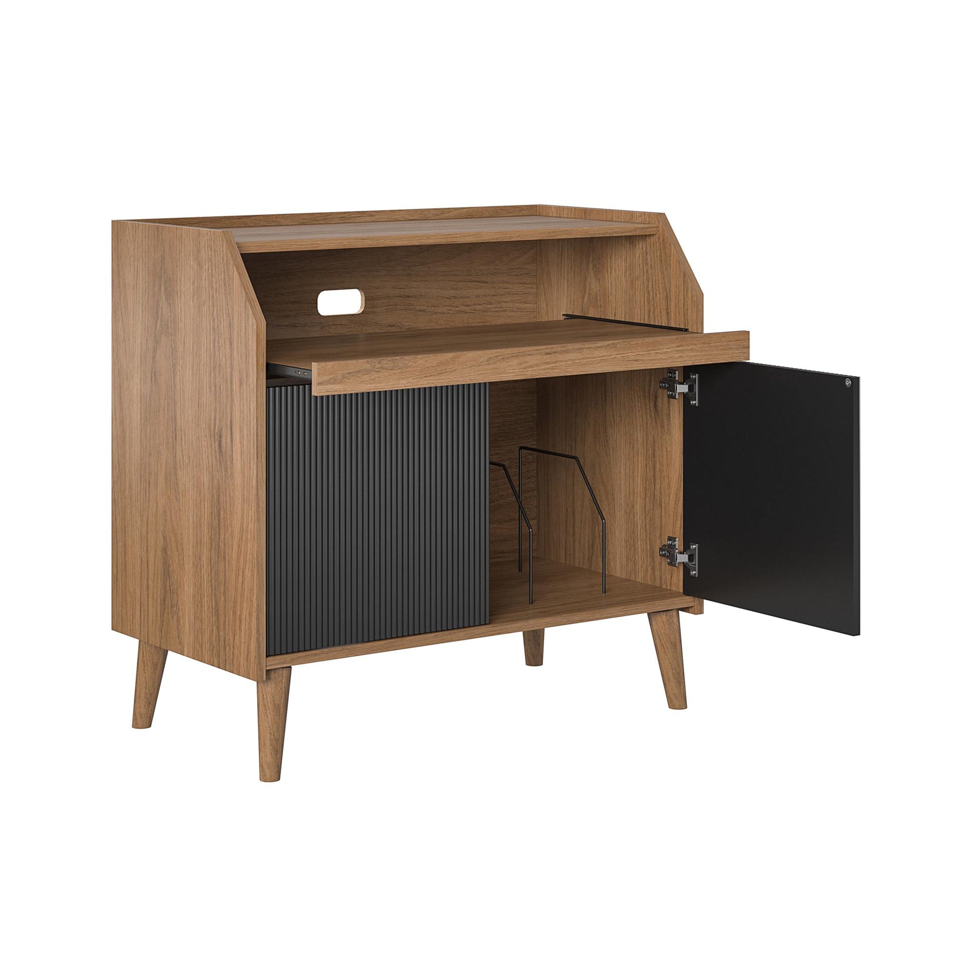 Magnolia Record Stand, Walnut/Black - Walnut