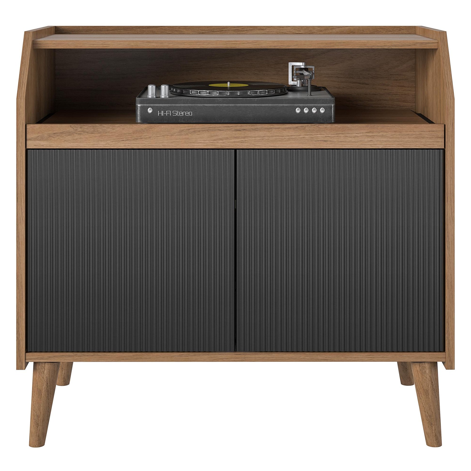 Magnolia Record Stand, Walnut/Black - Walnut