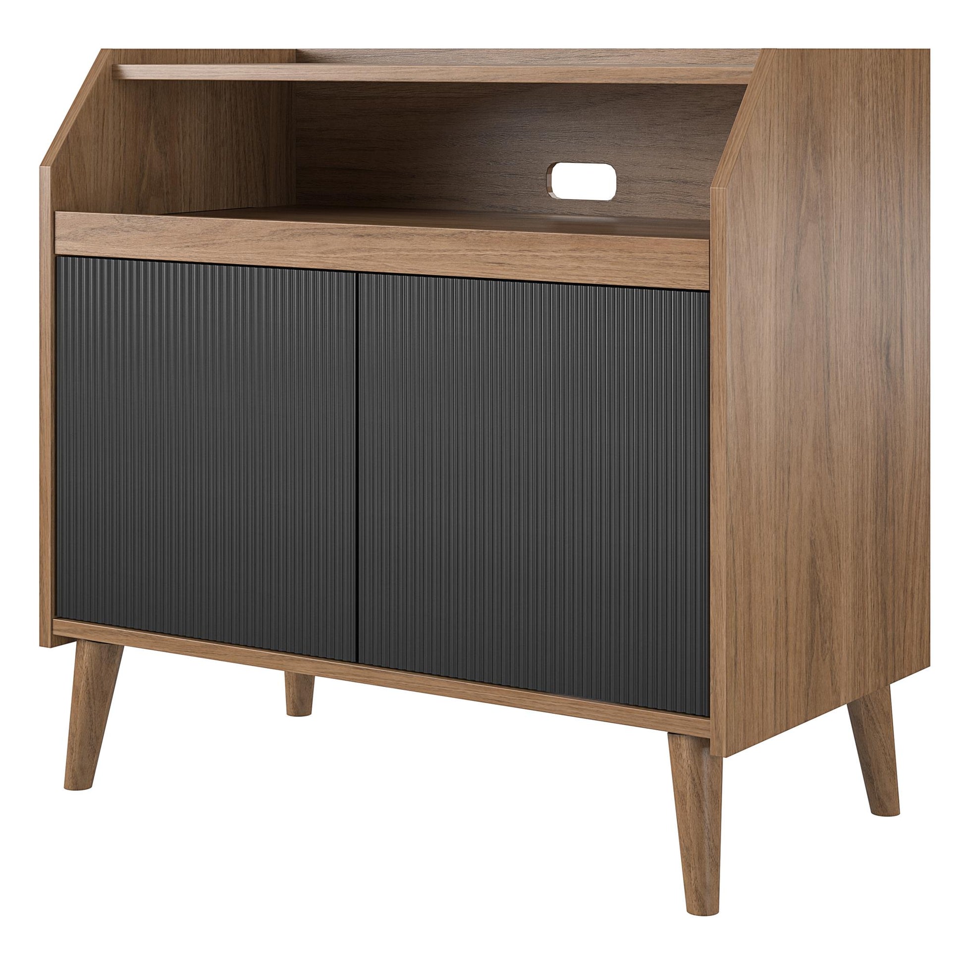 Magnolia Record Stand, Walnut/Black - Walnut