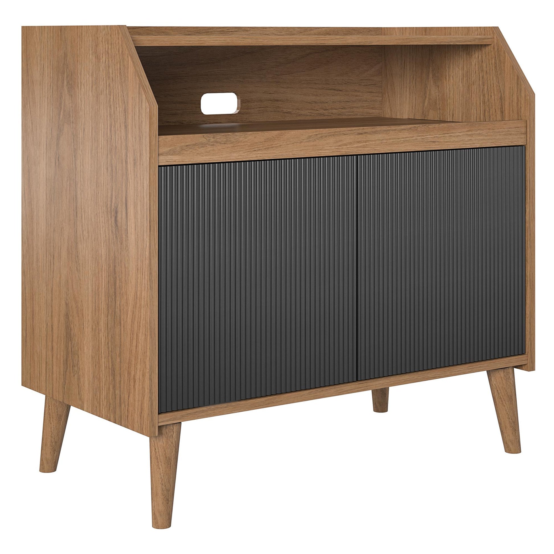 Magnolia Record Stand, Walnut/Black - Walnut