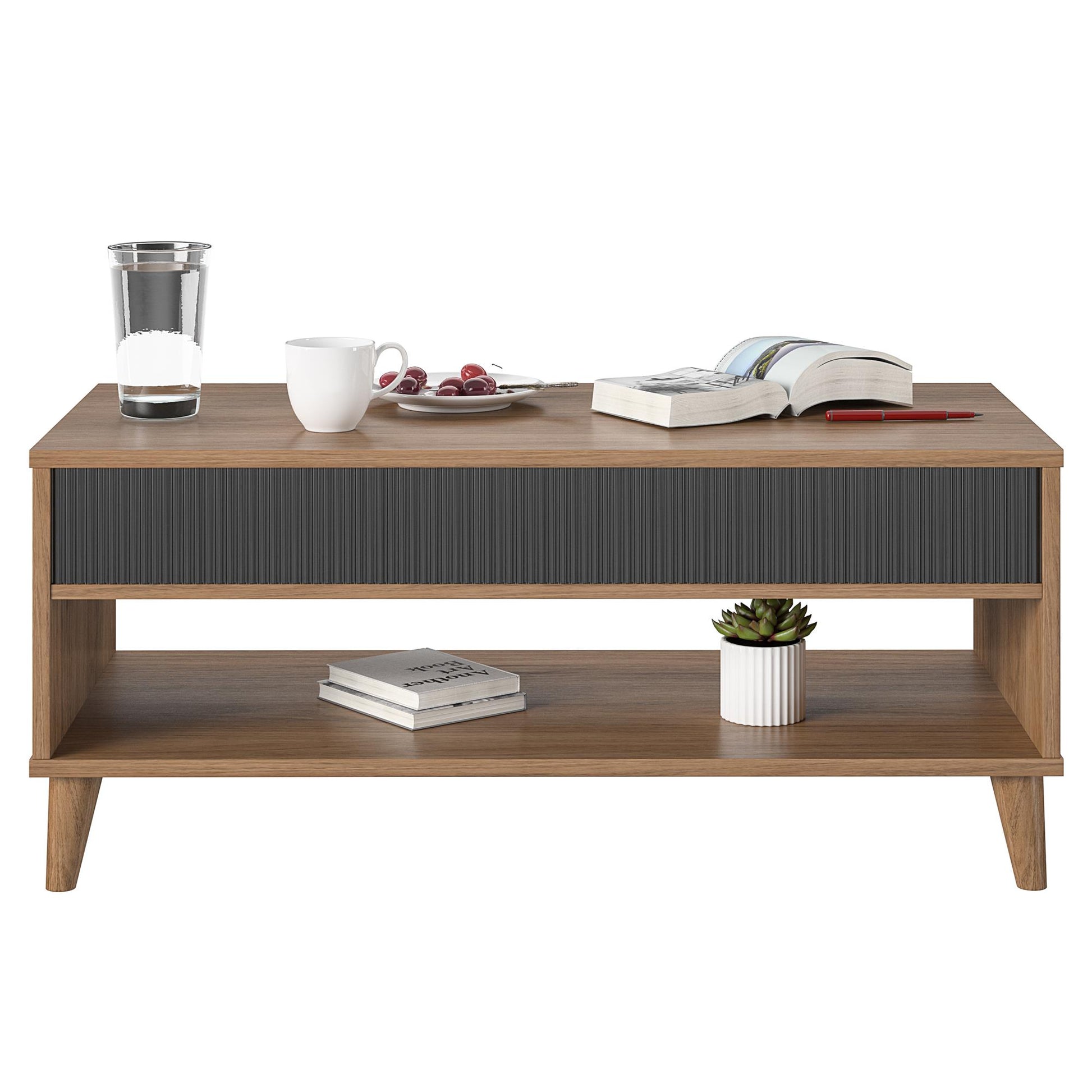 Magnolia Lift Top Coffee Table, Walnut/Black - Walnut