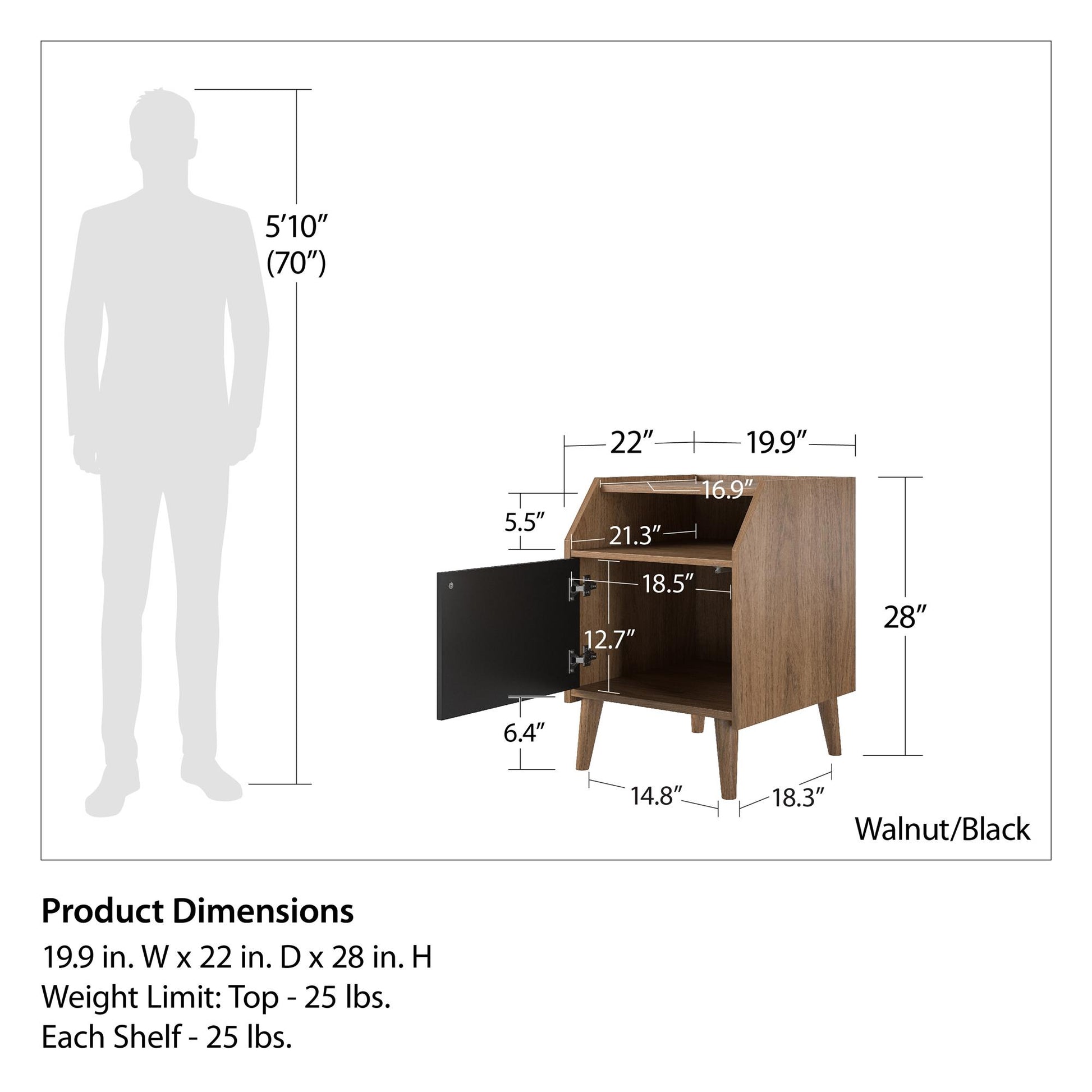 Magnolia End Table, Walnut/Black - Walnut