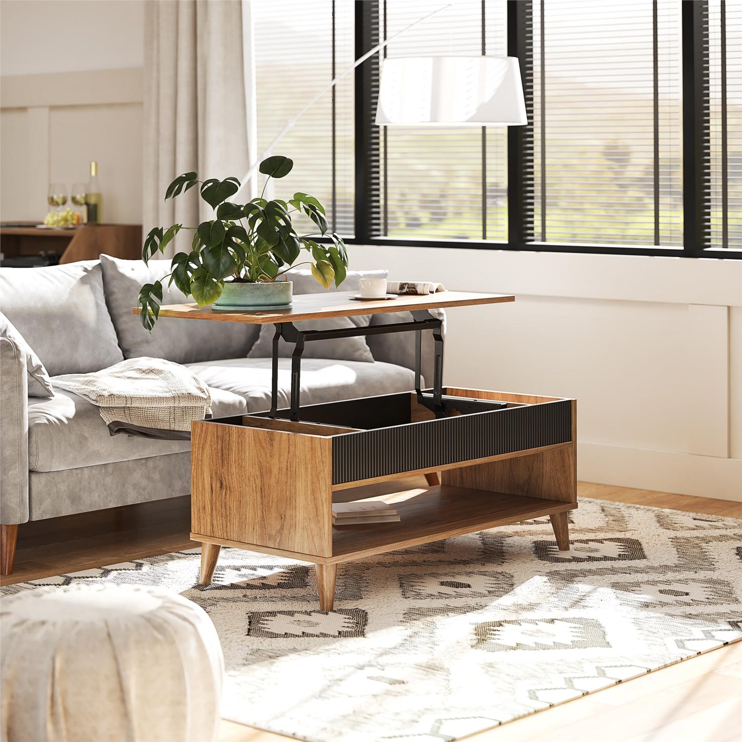Magnolia Lift Top Coffee Table, Walnut/Black - Walnut