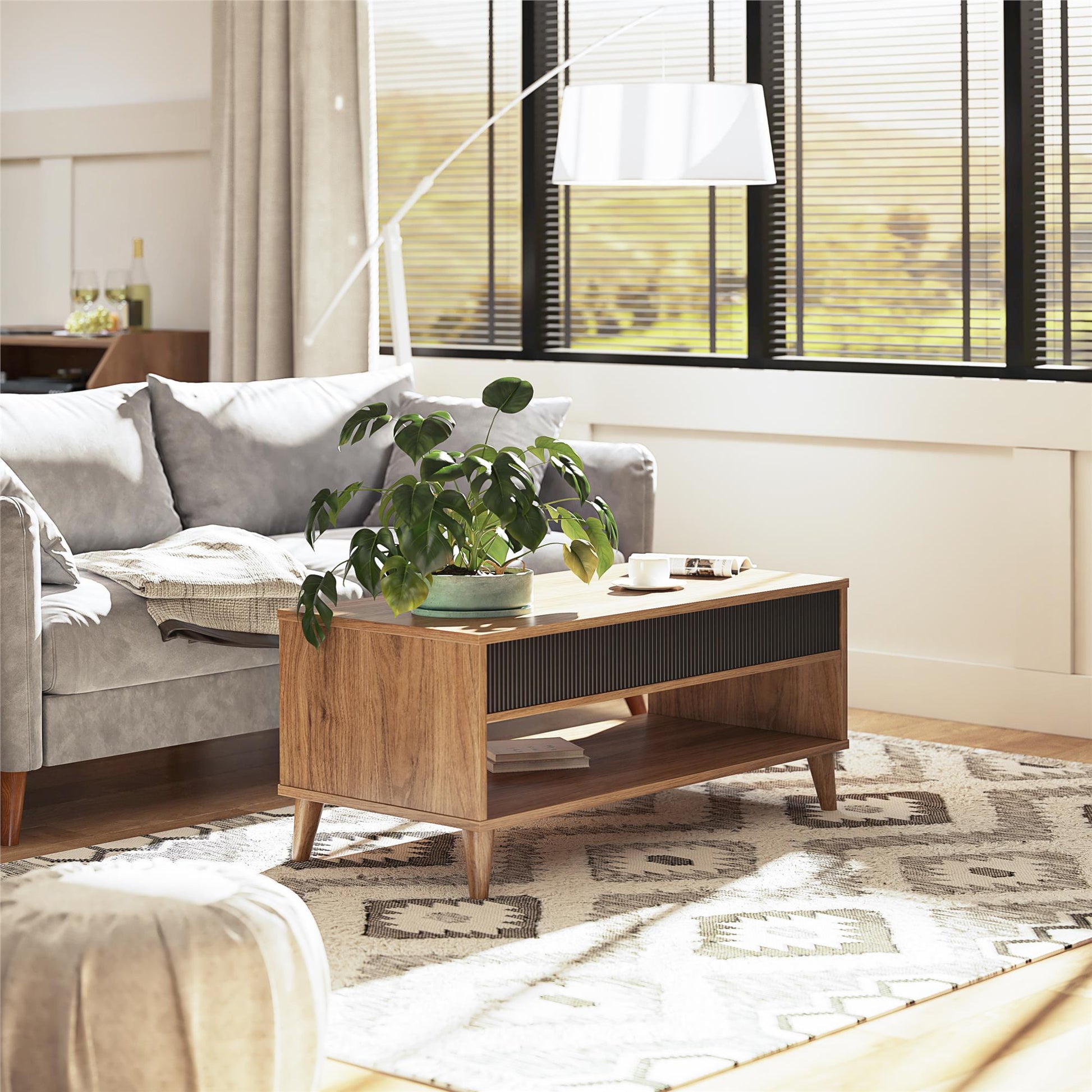 Magnolia Lift Top Coffee Table, Walnut/Black - Walnut