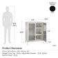 Ashbury Heights 2 Door Accent Cabinet-Fluted Glass Metal Locker, White - White