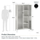 Ashbury Heights Tall 2 Door Storage Cabinet-Fluted Glass Metal Locker, Black - Black