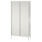 Ashbury Heights Tall 2 Door Storage Cabinet-Fluted Glass Metal Locker, White - White