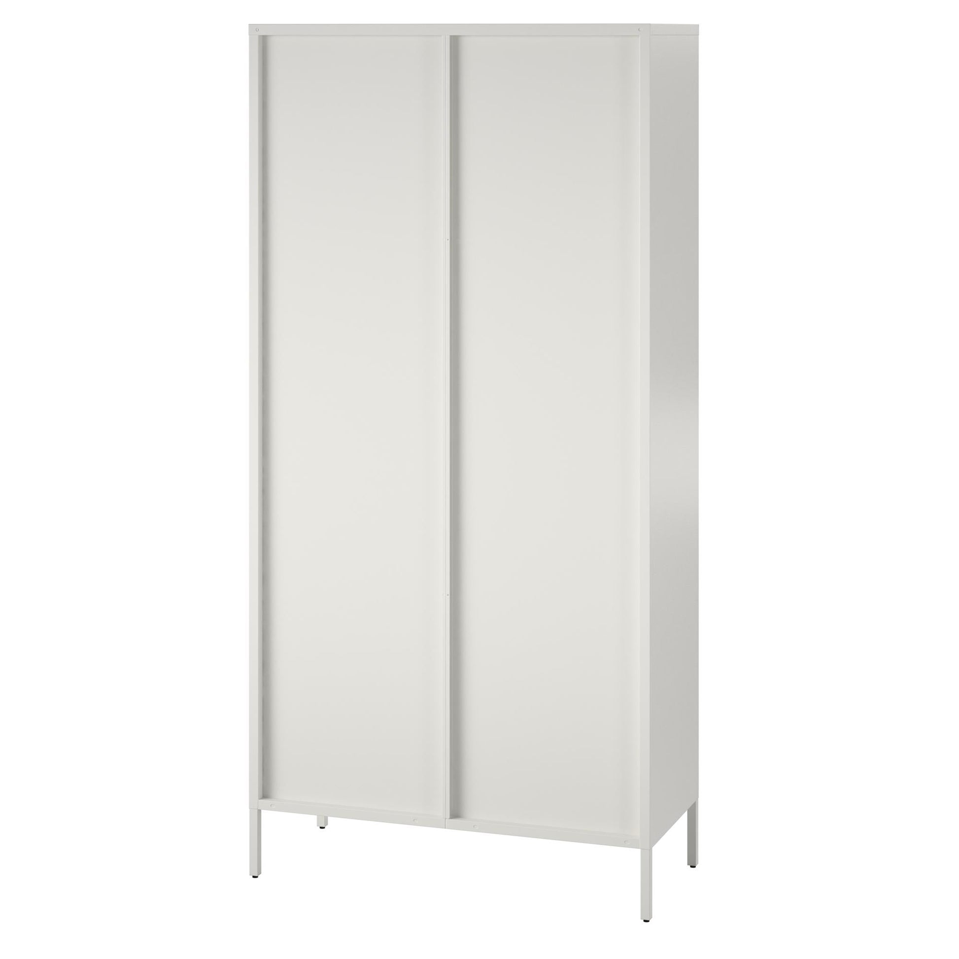 Ashbury Heights Tall 2 Door Storage Cabinet-Fluted Glass Metal Locker, White - White