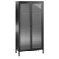 Ashbury Heights Tall 2 Door Storage Cabinet-Fluted Glass Metal Locker, Black - Black