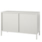 Ashbury Heights 2 Door Storage Cabinet-Fluted Glass Metal Locker, White - White