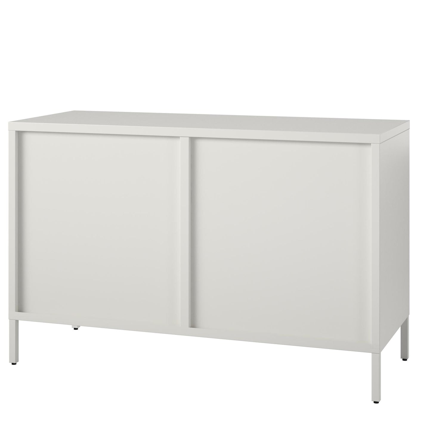 Ashbury Heights 2 Door Storage Cabinet-Fluted Glass Metal Locker, White - White