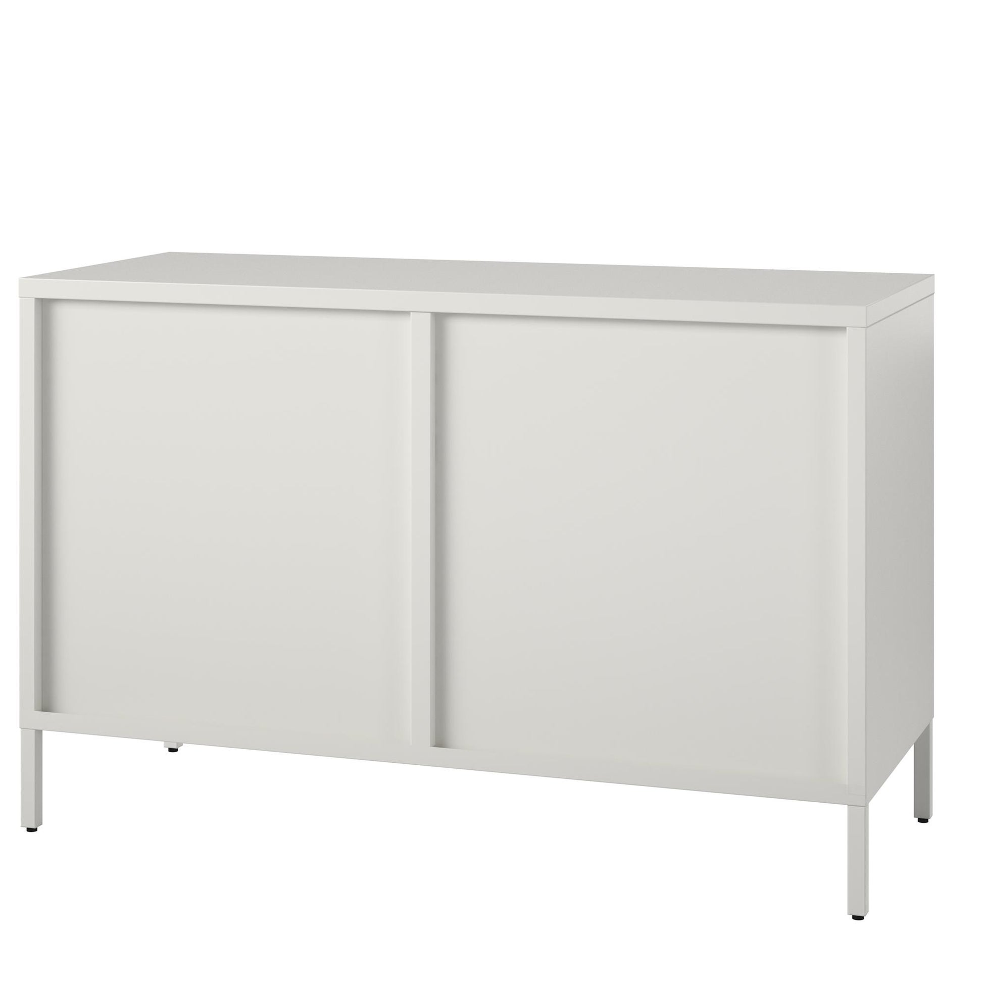 Ashbury Heights 2 Door Storage Cabinet-Fluted Glass Metal Locker, White - White