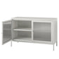 Ashbury Heights 2 Door Storage Cabinet-Fluted Glass Metal Locker, White - White