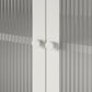 Ashbury Heights 2 Door Storage Cabinet-Fluted Glass Metal Locker, White - White