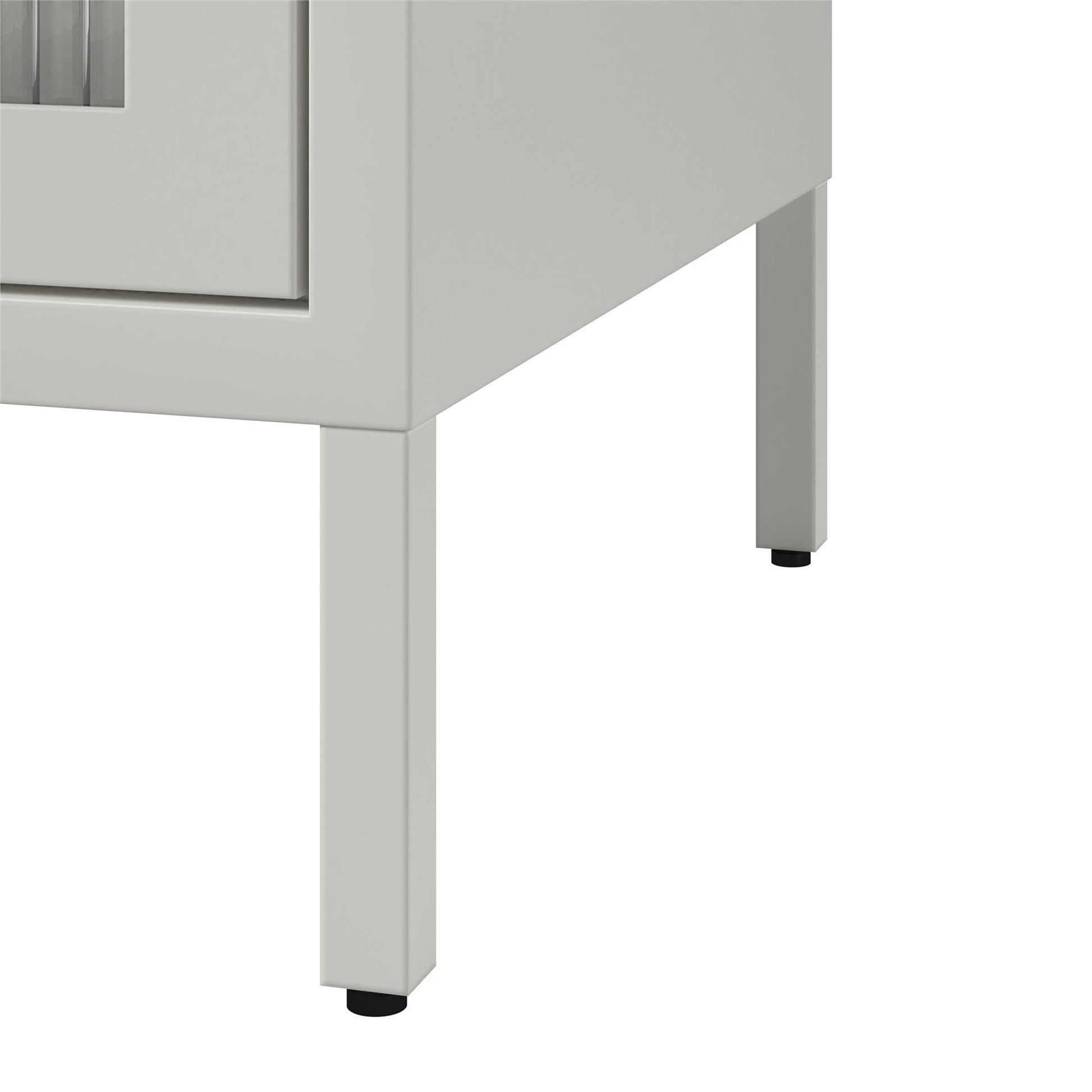 Ashbury Heights 2 Door Accent Cabinet-Fluted Glass Metal Locker, White - White