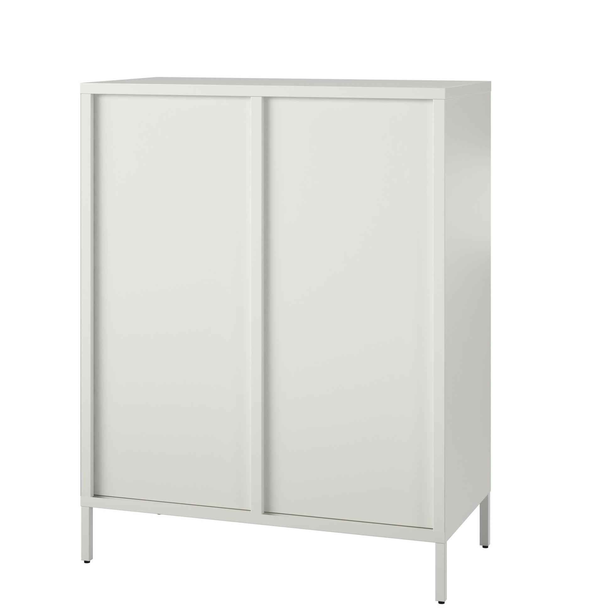Ashbury Heights 2 Door Accent Cabinet-Fluted Glass Metal Locker, White - White