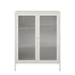 Ashbury Heights 2 Door Accent Cabinet-Fluted Glass Metal Locker, White - White
