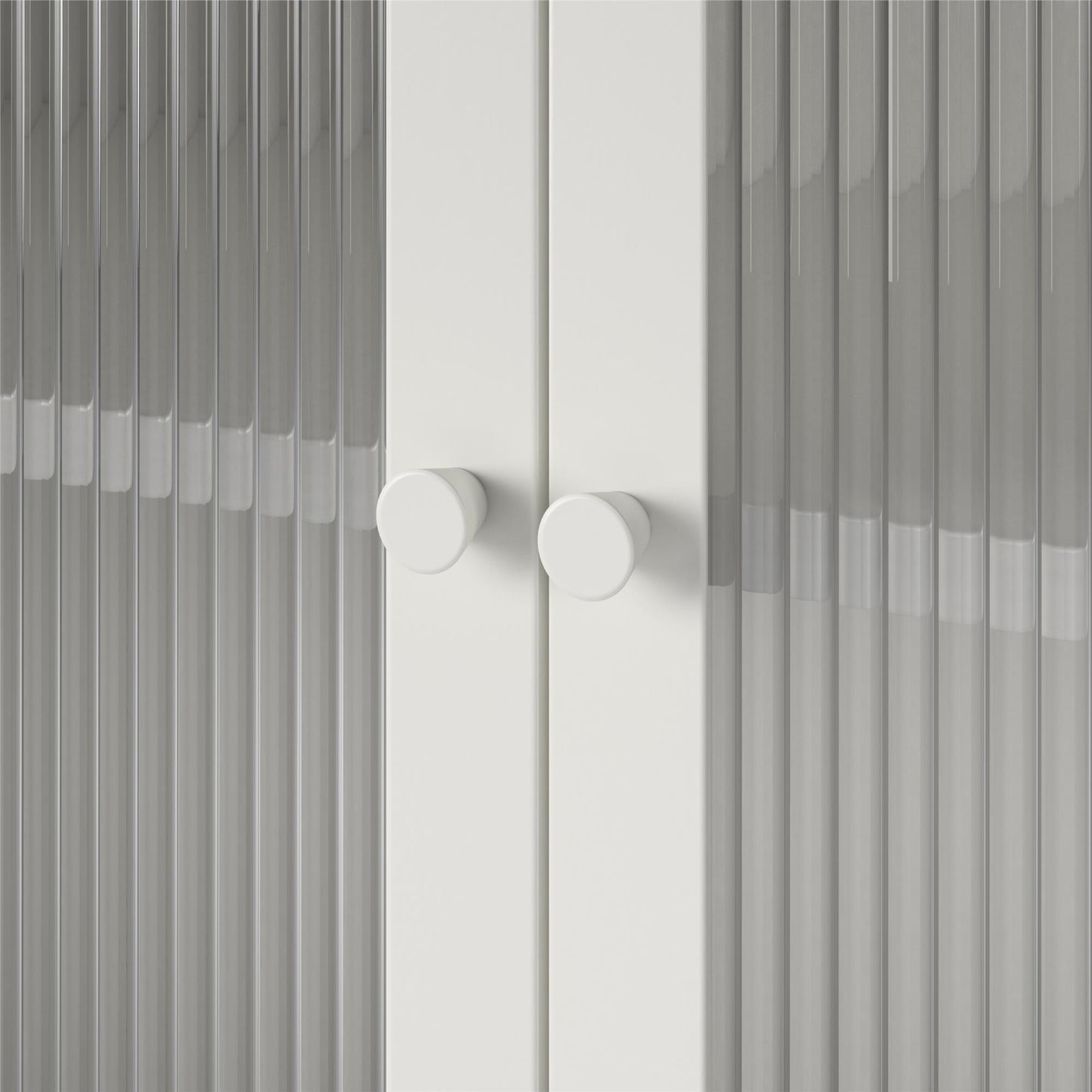 Ashbury Heights 2 Door Accent Cabinet-Fluted Glass Metal Locker, White - White