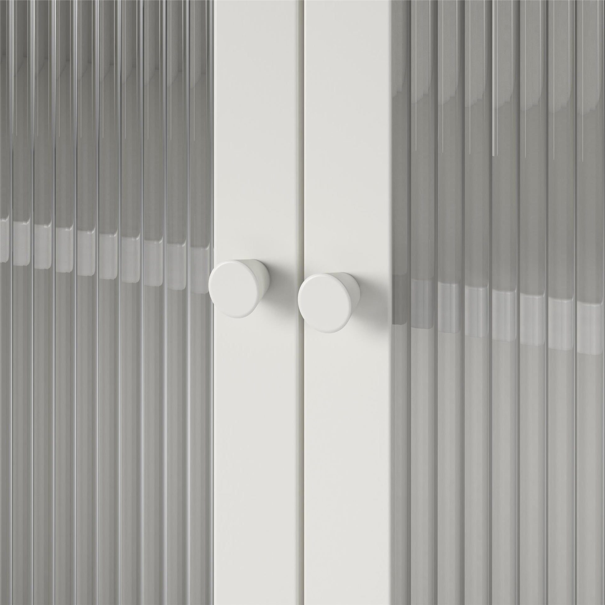 Ashbury Heights 2 Door Accent Cabinet-Fluted Glass Metal Locker, White - White