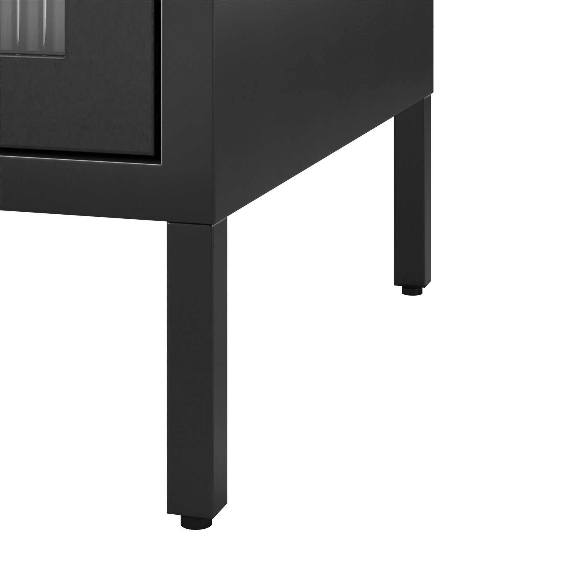 Ashbury Heights 2 Door Accent Cabinet-Fluted Glass Metal Locker, Black - Black