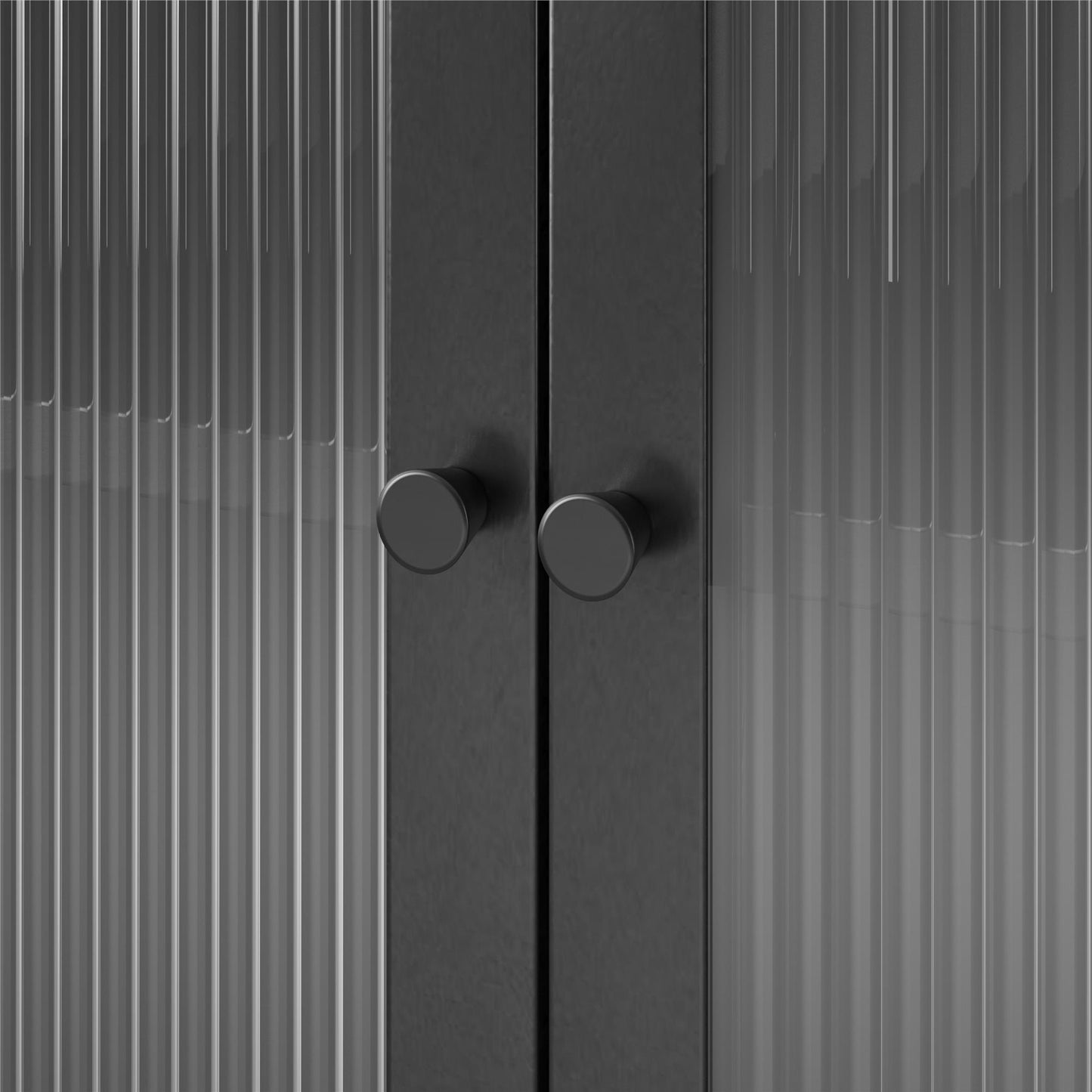Ashbury Heights 2 Door Accent Cabinet-Fluted Glass Metal Locker, Black - Black